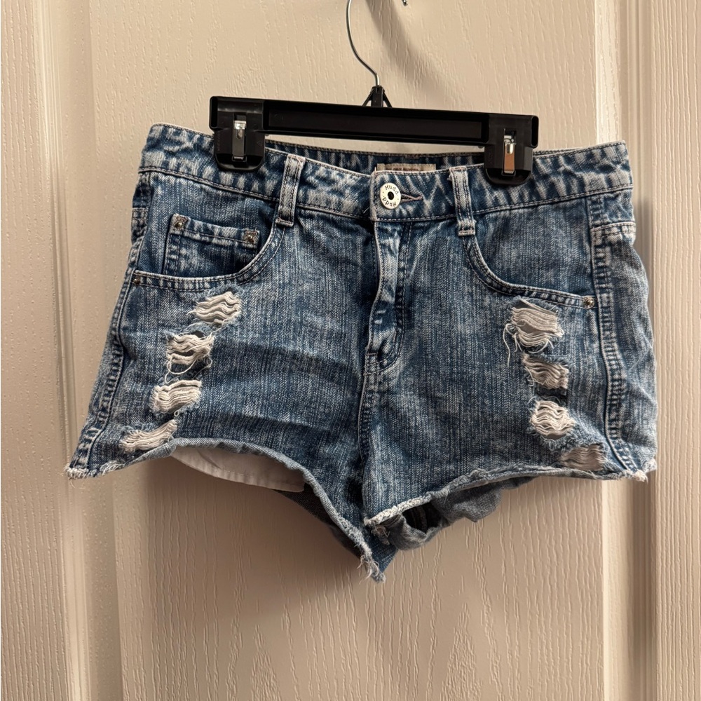 Mudd Blue Distressed Jean Shorts